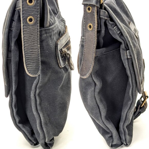 GHURKA Black Denim and Leather Rugged Messenger Crossbody - Picture 6 of 15